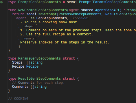 Golang schema of AI-gent Cook